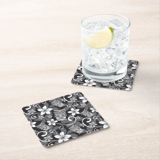 LUAU TIKI PATTERN (CHARCOAL) RECHTECKIGER PAPPUNTERSETZER (Vor Ort)