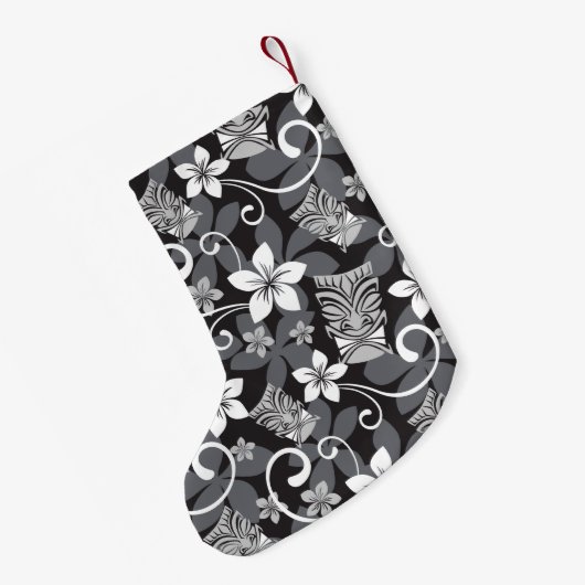 LUAU TIKI PATTERN (CHARCOAL) SMALL CHRISTMAS STOCK KLEINER WEIHNACHTSSTRUMPF (Rückseite (Hängend))
