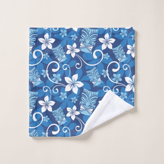 LUAU TIKI PATTERN (HELLBLAU) BADHANDTUCH SET (Waschlappen)