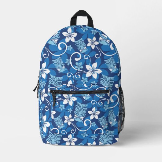 LUAU TIKI PATTERN (HELLBLAU) BEDRUCKTER RUCKSACK (Vorderseite)
