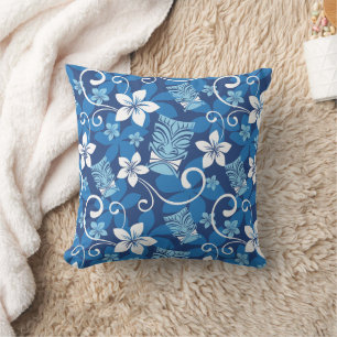 LUAU TIKI PATTERN (HELLBLAU) DURCHSCHNITTPILLOW KISSEN