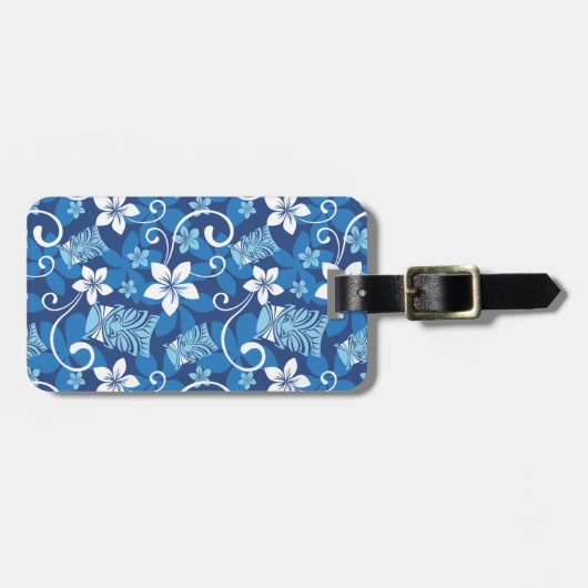 LUAU TIKI PATTERN (HELLBLAU) GEPÄCKANHÄNGER (Vorderseite horizontal)