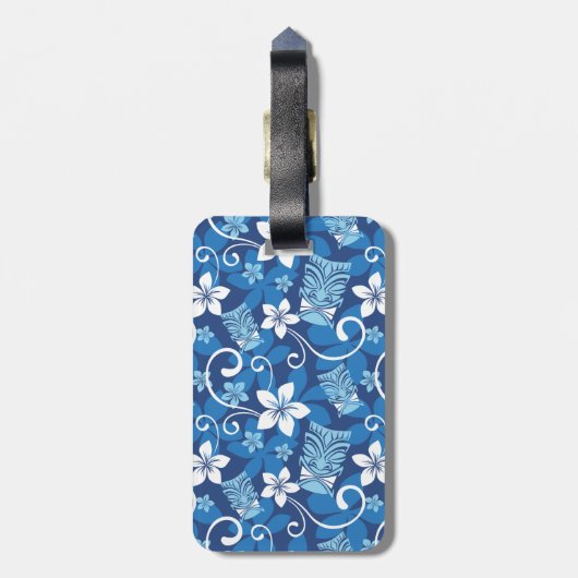 LUAU TIKI PATTERN (HELLBLAU) GEPÄCKANHÄNGER (Rückseite vertikal)