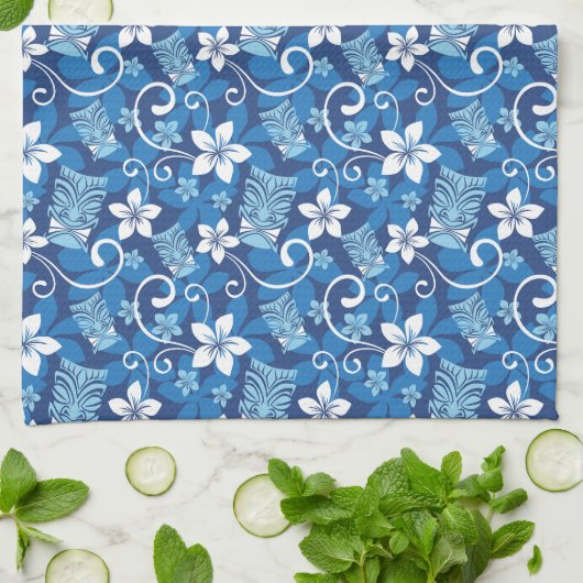 LUAU TIKI PATTERN (HELLBLAU) GESCHIRRTUCH (Gefaltet)