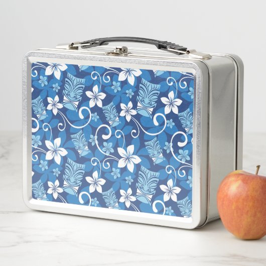 LUAU TIKI PATTERN (HELLBLAU) METALL BROTDOSE (Beispiel)