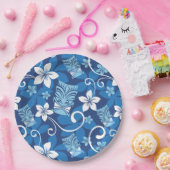 LUAU TIKI PATTERN (HELLBLAU) PAPPTELLER (Party)