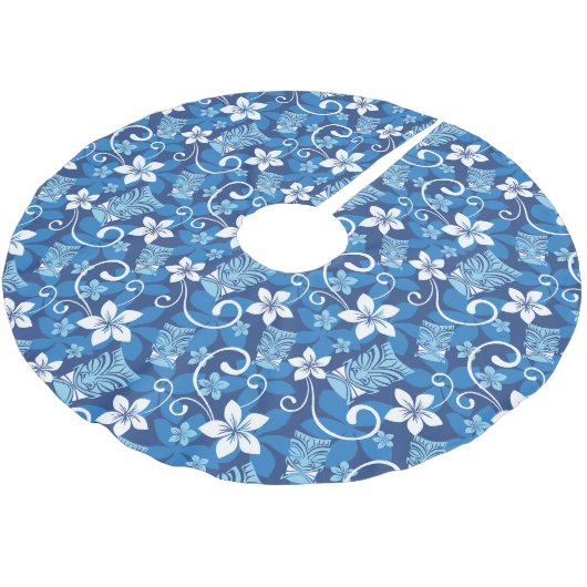 LUAU TIKI PATTERN (HELLBLAU) POLYESTER WEIHNACHTSBAUMDECKE (Schrägansicht)