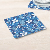 LUAU TIKI PATTERN (HELLBLAU) RECHTECKIGER PAPPUNTERSETZER (angewinkelt)