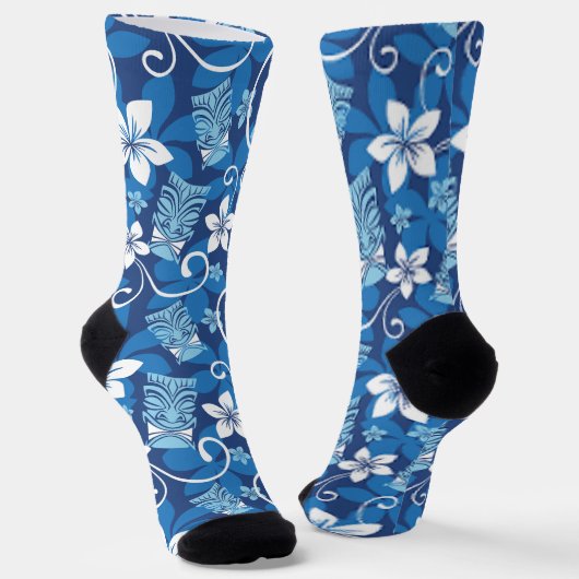 LUAU TIKI PATTERN (HELLBLAU) SOCKEN (Gewinkelt)