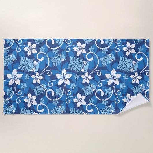LUAU TIKI PATTERN (HELLBLAU) STRANDTUCH (Vorderseite)