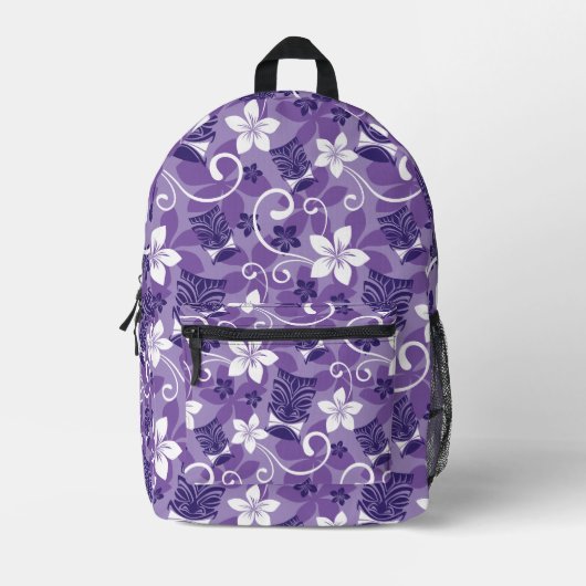 LUAU TIKI PATTERN (LILA) BEDRUCKTER RUCKSACK (Vorderseite)