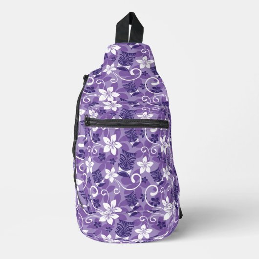 LUAU TIKI PATTERN (LILA) CROSSBODY BAG (Vorderseite)
