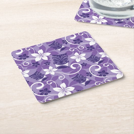 LUAU TIKI PATTERN (LILA) RECHTECKIGER PAPPUNTERSETZER (angewinkelt)