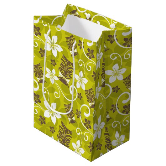 LUAU TIKI PATTERN MITTLERE GESCHENKTÜTE (Vorderseite Schrägansicht)