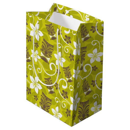 LUAU TIKI PATTERN MITTLERE GESCHENKTÜTE (Rückseite Schrägansicht)