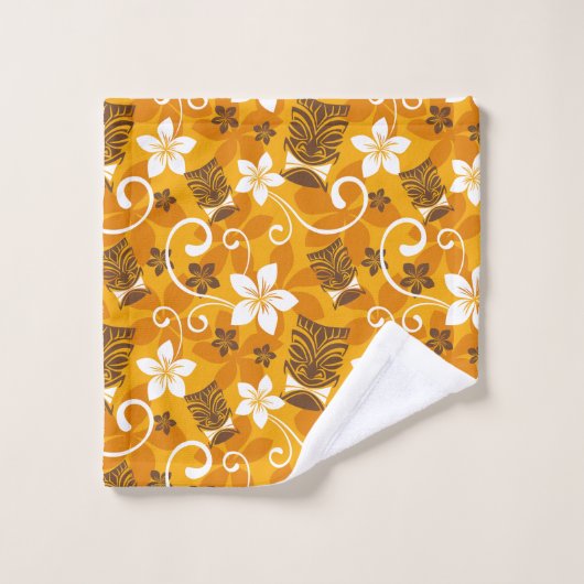 LUAU TIKI PATTERN (ORANGE) BADHANDTUCH SET (Waschlappen)