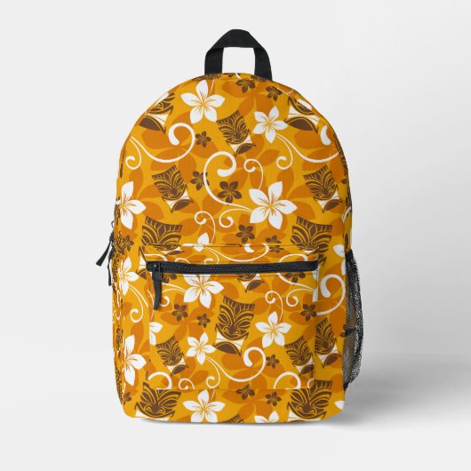 LUAU TIKI PATTERN (ORANGE) BEDRUCKTER RUCKSACK (Vorderseite)