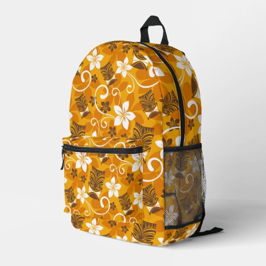 LUAU TIKI PATTERN (ORANGE) BEDRUCKTER RUCKSACK (Rückseitige Ecke Rechts)