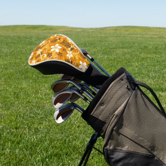 LUAU TIKI PATTERN (ORANGE) GOLF HEADCOVER (In SItu)