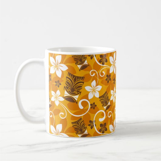 LUAU TIKI PATTERN (ORANGE) KAFFEETASSE (Links)