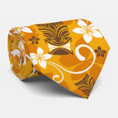 LUAU TIKI PATTERN (ORANGE) KRAWATTE (Gerollt)