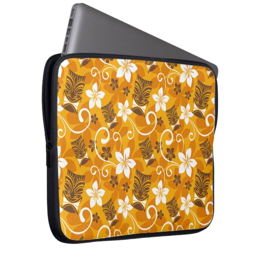 LUAU TIKI PATTERN (ORANGE) LAPTOPSCHUTZHÜLLE (Vorne Rechts)