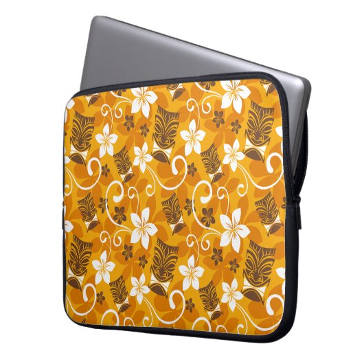 LUAU TIKI PATTERN (ORANGE) LAPTOPSCHUTZHÜLLE (Vorderseite Links)