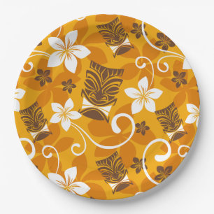 LUAU TIKI PATTERN (ORANGE) PAPPTELLER