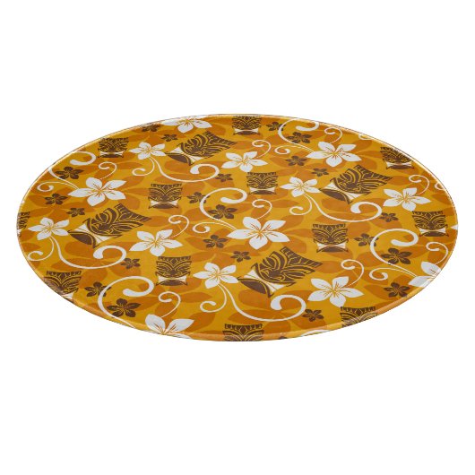 LUAU TIKI PATTERN (ORANGE) SCHNEIDEBRETT (Ecke)