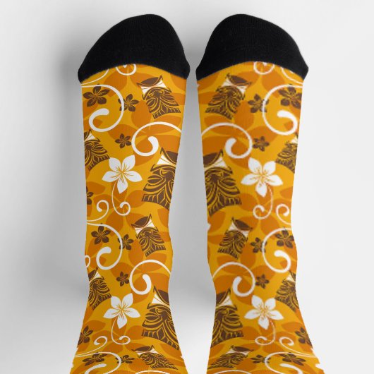 LUAU TIKI PATTERN (ORANGE) SOCKEN (Oben)