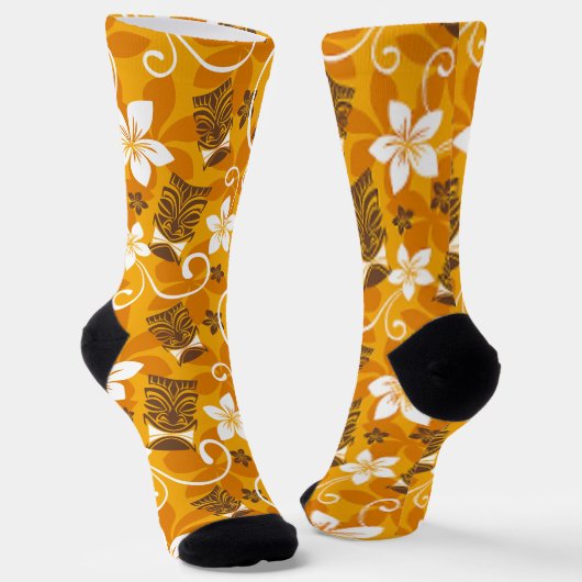 LUAU TIKI PATTERN (ORANGE) SOCKEN (Gewinkelt)