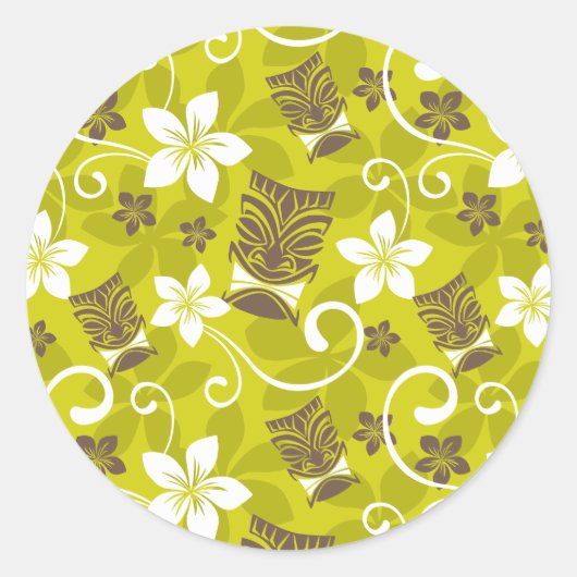 LUAU TIKI PATTERN RUNDER AUFKLEBER (Vorderseite)