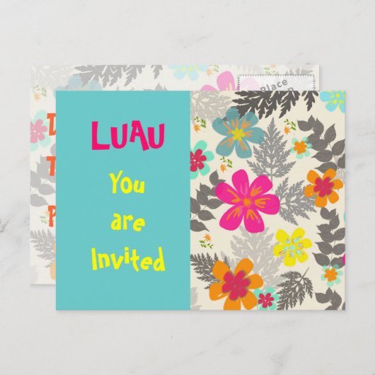 Luau Time Party Einladung Postkarte (Vorne/Hinten)