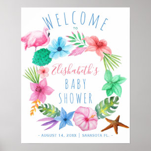 Luau Tropenkranz Babydusche Begrüßungszeichen Poster