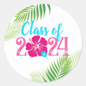 Luau Tropical Abschluss Class 2024 Runder Aufkleber (Vorderseite)