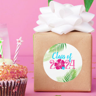 Luau Tropical Abschluss Class 2024 Runder Aufkleber