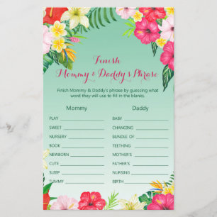 Luau Tropical Baby Shower Game PRINTED