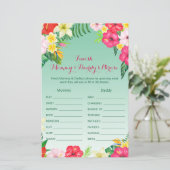 Luau Tropical Baby Shower Game PRINTED (Stehend Vorderseite)