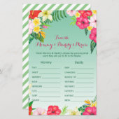Luau Tropical Baby Shower Game PRINTED (Vorne/Hinten)