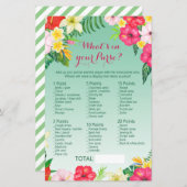 Luau Tropical Baby Shower Game PRINTED (Vorne/Hinten)
