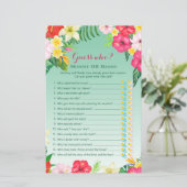 Luau Tropical Baby Shower Game PRINTED (Stehend Vorderseite)