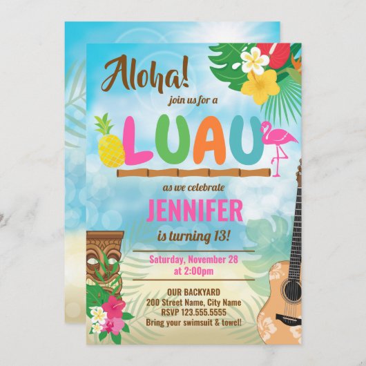 Luau Tropical Birthday Party (Vorne/Hinten)