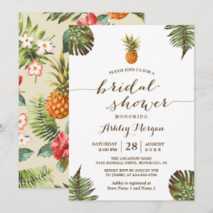 Luau Tropical Blätter Ananas Brautparty Einladung