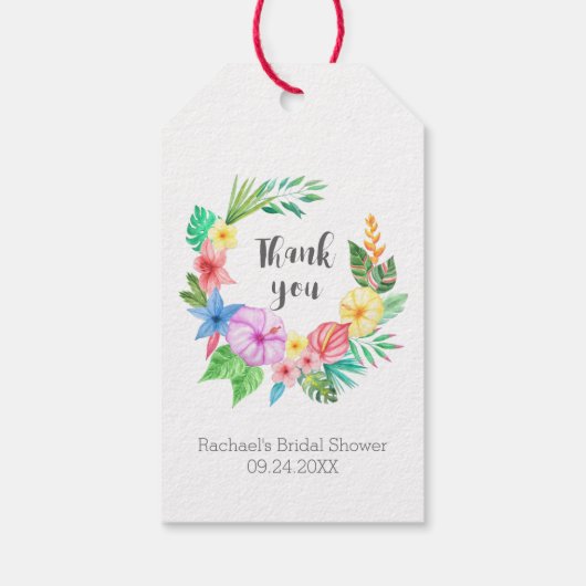 Luau Tropical Blume Brautparty Vielen Dank Geschenkanhänger (Rückseite)