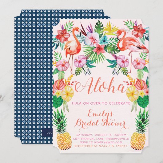 Luau Tropical Bridal Dusche Einladung (Vorne/Hinten)