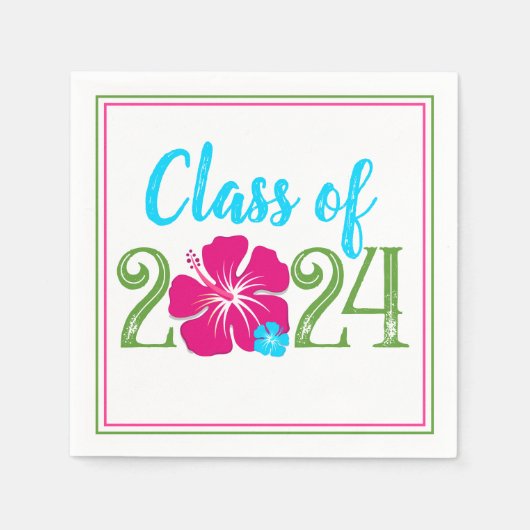 Luau Tropical Class of 2024 Abschluss Paper Serviette (Vorderseite)