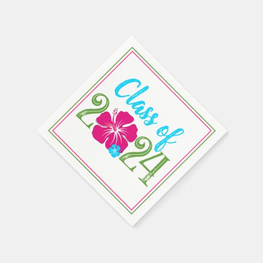 Luau Tropical Class of 2024 Abschluss Paper Serviette (Ecke)