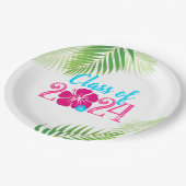 Luau Tropical Class of 2024 Graduation Party Pappteller (Schrägansicht)