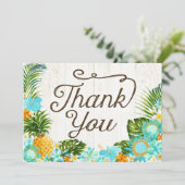 Luau Tropical Floral Beach Rustikal Vielen Dank Dankeskarte (Stehend Vorderseite)