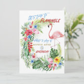 Luau Tropical Floral Flamingo Pool Girl Einladung (Stehend Vorderseite)